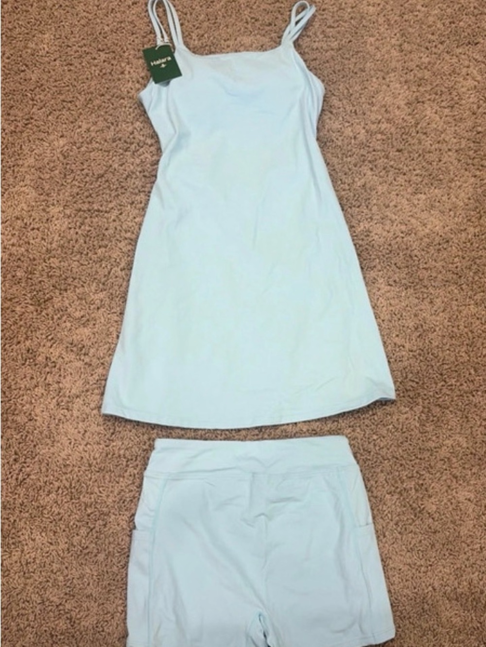 HALARA Light Blue Camisole Slip Dress with Matching Shorts